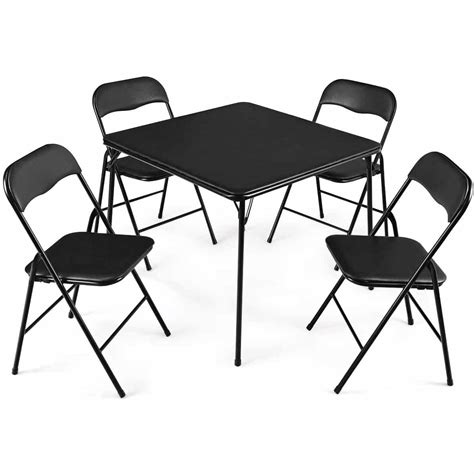 5pc. XL Series Folding Card Table and Triple Braced Vinyl Padded Chair ...