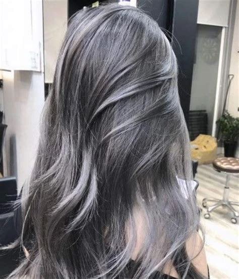 银灰染发图片