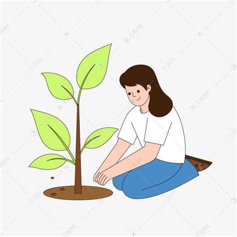 植树节种树女孩种植树木环保绿色素材图片免费下载-千库网