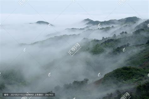 雾似轻纱笼青山,高山丘壑,自然风景,摄影,汇图网www.huitu.com