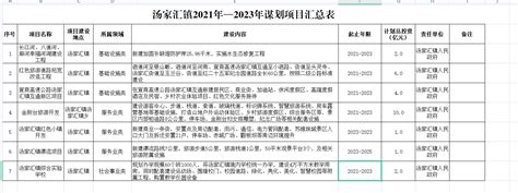 汤家汇镇2021年—2023年谋划项目汇总表_金寨县人民政府