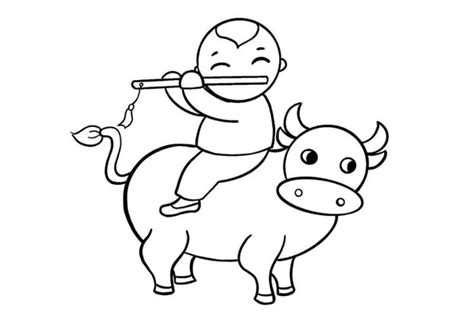 牧童骑黄牛所见古诗简笔画教程图片 - 有点网 - 好手艺