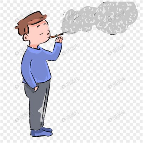 手绘男生吸烟卡通漫画元素素材下载-正版素材401300374-摄图网