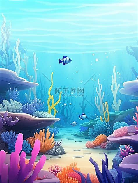 海底世界海藻贝壳神秘童话9插画图片-千库网