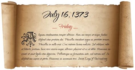 What Day Of The Week Was July 16, 1373?