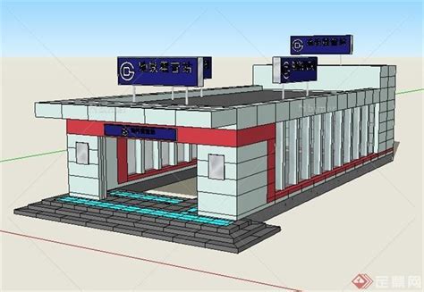 地铁站出入口设计su模型[原创] - SketchUp模型库 - 毕马汇 Nbimer