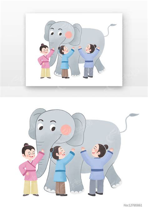 成语故事盲人摸象古装人物盲人举手摸着大象图片下载_红动中国