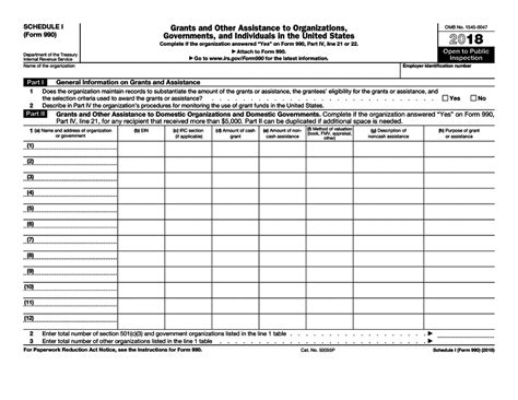 Online IRS Form 990 (Schedule I) 2018 - 2019 - Fillable and Editable ...