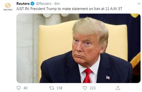 预告！美东时间8日上午11点，特朗普将针对伊朗袭击发表声明