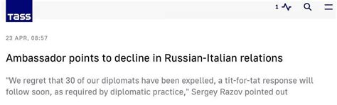 俄大使：俄意关系显著恶化，很快将对意大利驱逐俄外交官做出针锋相对回应_北晚在线