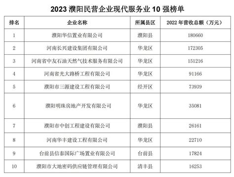 2023濮阳民营企业系列榜单发布！-濮阳市国有资本运营集团有限公司