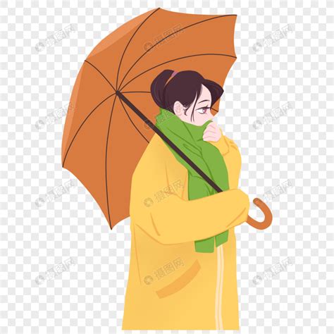 森林雨中撑伞的女孩插画图片素材下载_jpg格式_熊猫办公
