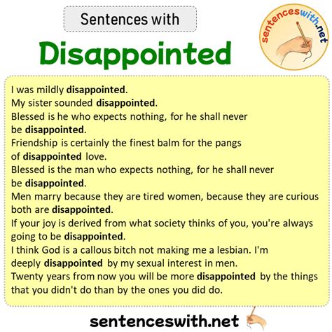 Sentences with Disappointed, Sentences about Disappointed ...