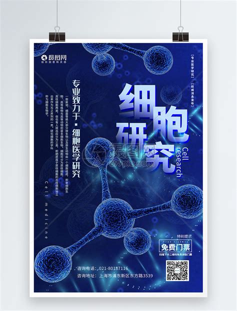 简洁细胞医学研究专题宣传海报模板素材-正版图片401599480-摄图网
