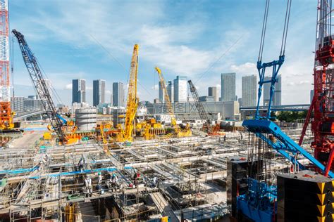日本东京大型建筑工地起重机高清图片下载-正版图片301883752-摄图网