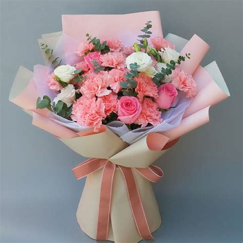 清新鲜花韩式高端花束重庆花店生日毕业季玫瑰送女友闺蜜-阿里巴巴
