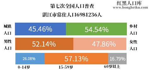 2024年湛江市最新人口总人数口和人口普查数据 年龄金字塔结构 民族组成情况-红黑人口库