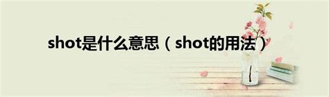 shot是什么意思（shot的用法）_草根科学网