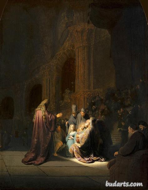 耶稣在圣殿里的显现 - 伦勃朗 - 画园网