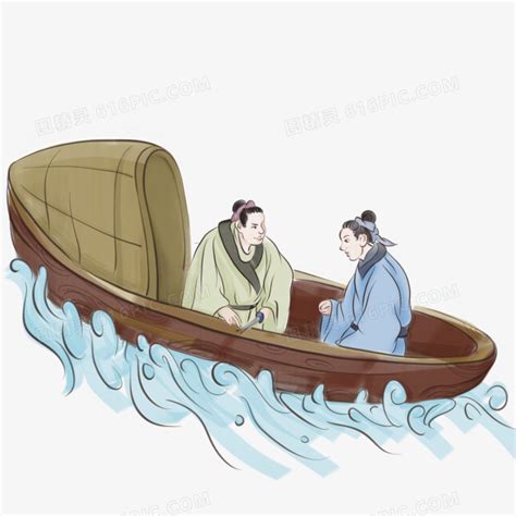 成语故事刻舟求剑古装人物划船在船上做记号图片下载_红动中国