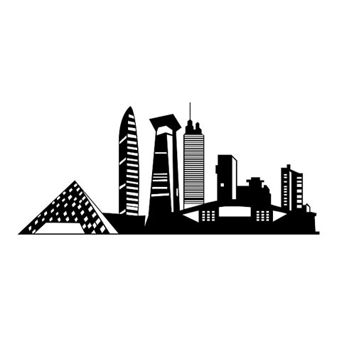 深圳地标建筑剪影城市高楼大厦黑白稿绘制