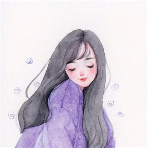 优雅温柔头像水彩女生