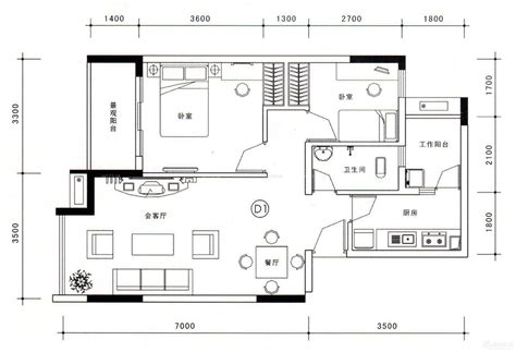 二室一厅户型图片,二室一厅装修效果图,85平方二室一厅户型图_文秘苑图库