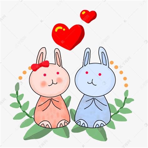 两只兔子情侣头像 恩爱两个兔子的唯美图片头像_情侣动漫头像_头像屋