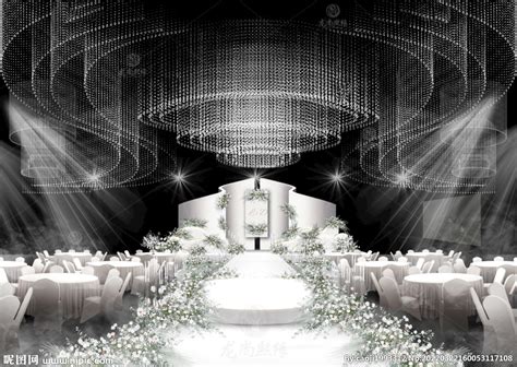 白绿色水晶吊顶婚礼,舞台设计,模型设计/效果图,设计模板,汇图网www.huitu.com
