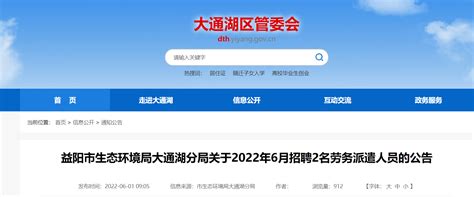 2022年湖南省益阳市生态环境局大通湖分局招聘劳务派遣人员公告