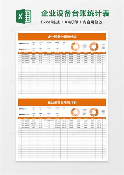 企业设备台账统计表EXCEL模板下载_台账_图客巴巴