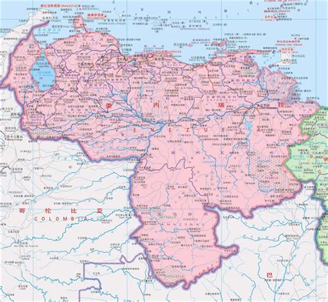 委内瑞拉地图中文版高清 - 委内瑞拉地图 - 地理教师网