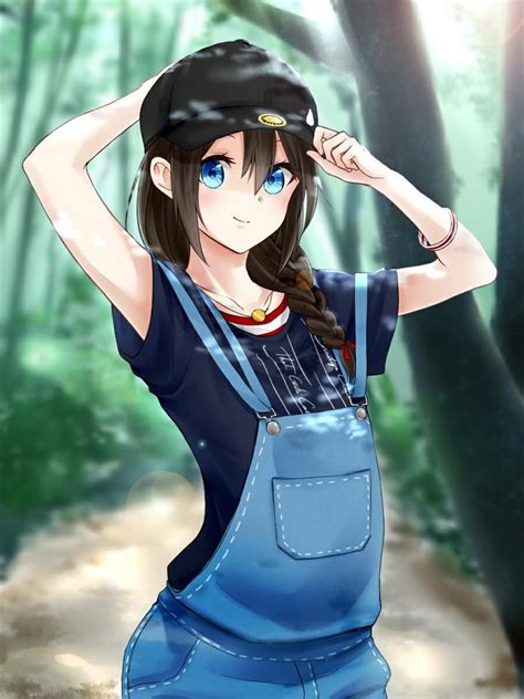甜美女生头像背带裤动漫