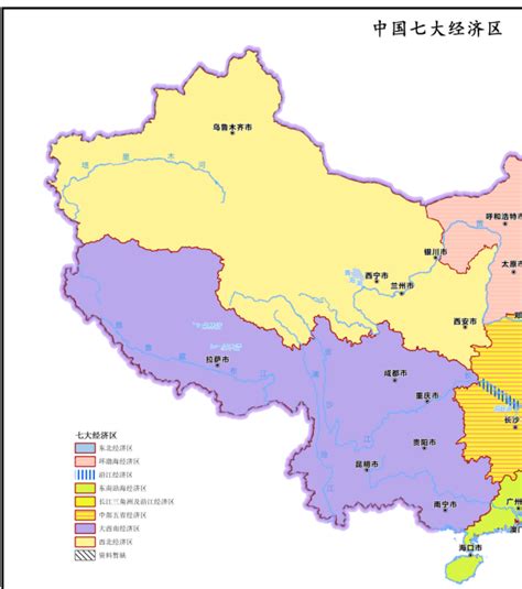 中国七大经济区分布图高清-交通地理-数据包市场-京东万象