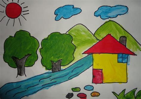 幼儿园小班美术作品：美丽的房子 - 绘画作品