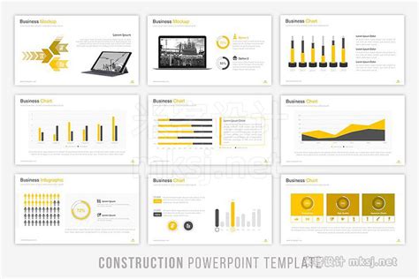 商务推广工程项目管理施工团队效益PPT模板 Construction Powerpoint Template-米客设计