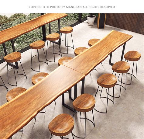 北欧实木吧台桌椅组合高脚桌子简约现代酒吧桌椅阳台靠墙长条桌-阿里巴巴