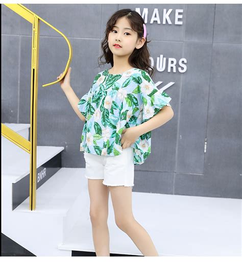 女童夏装套装2021新款儿童夏季中大童韩版洋气时髦雪纺薄款两件套_琪琪贝XLS570&MK六粒扣套装 - 货捕头