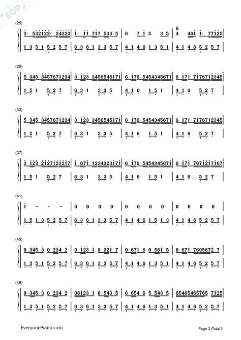 卡农-Canon双手简谱预览2-钢琴谱文件（五线谱、双手简谱、数字谱、Midi、PDF）免费下载