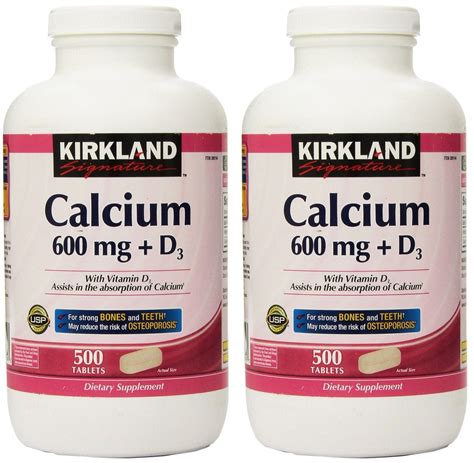Kirkland Signature Calcium + Vitamin D3 500 Tablets - 2 Pack - Walmart.com