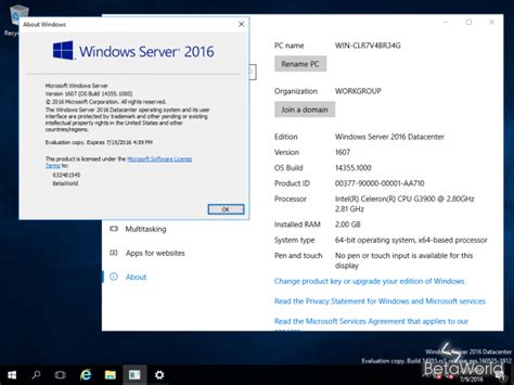 Windows Server 2016:10.0.14355.1000.rs1 release prs.160525-1912 ...