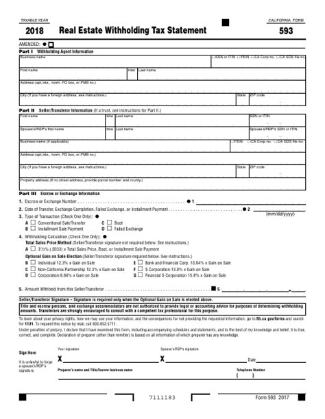 Form 593 - 2018 - Fill Out, Sign Online and Download Fillable PDF ...