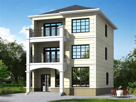 8.6X10.5米实用三层农村房屋设计图_三层简单造型造价低农村房子 ...