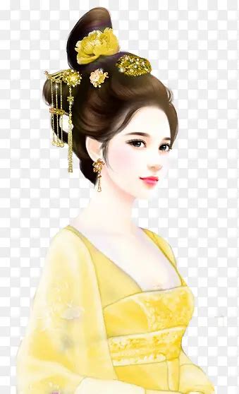 古风黄衣女子图片