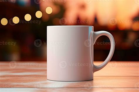 White Blank Coffee Mug MockUp CloseUp of Mug in Sunshine on Light ...