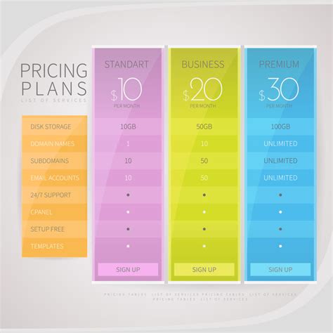 定价表信息图表矢量模板 Pricing Table Slides Illustrator Infographics – 设计小咖