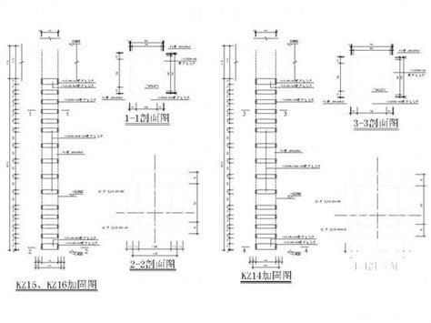 框架柱加大截面法加固设计cad图纸_框架结构_土木在线