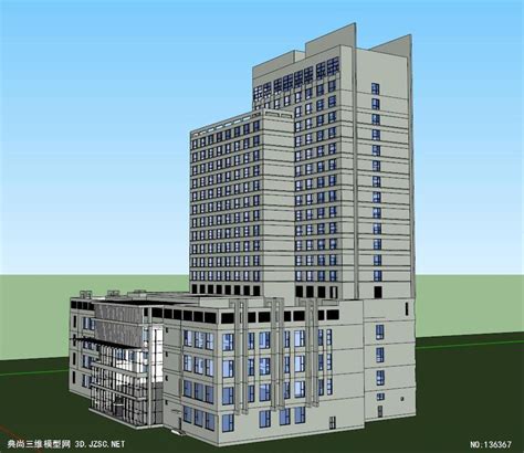 酒店建筑模型zhw-13SU模型 酒店模型免费下载SU模型