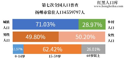 2023年江苏省扬州市人口第七次人口普查数据和历史人口数据 年龄金字塔结构 民族组成情况-红黑人口库