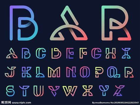 创意彩色字母组合英文字母矢量素材EPS免费下载_红动网